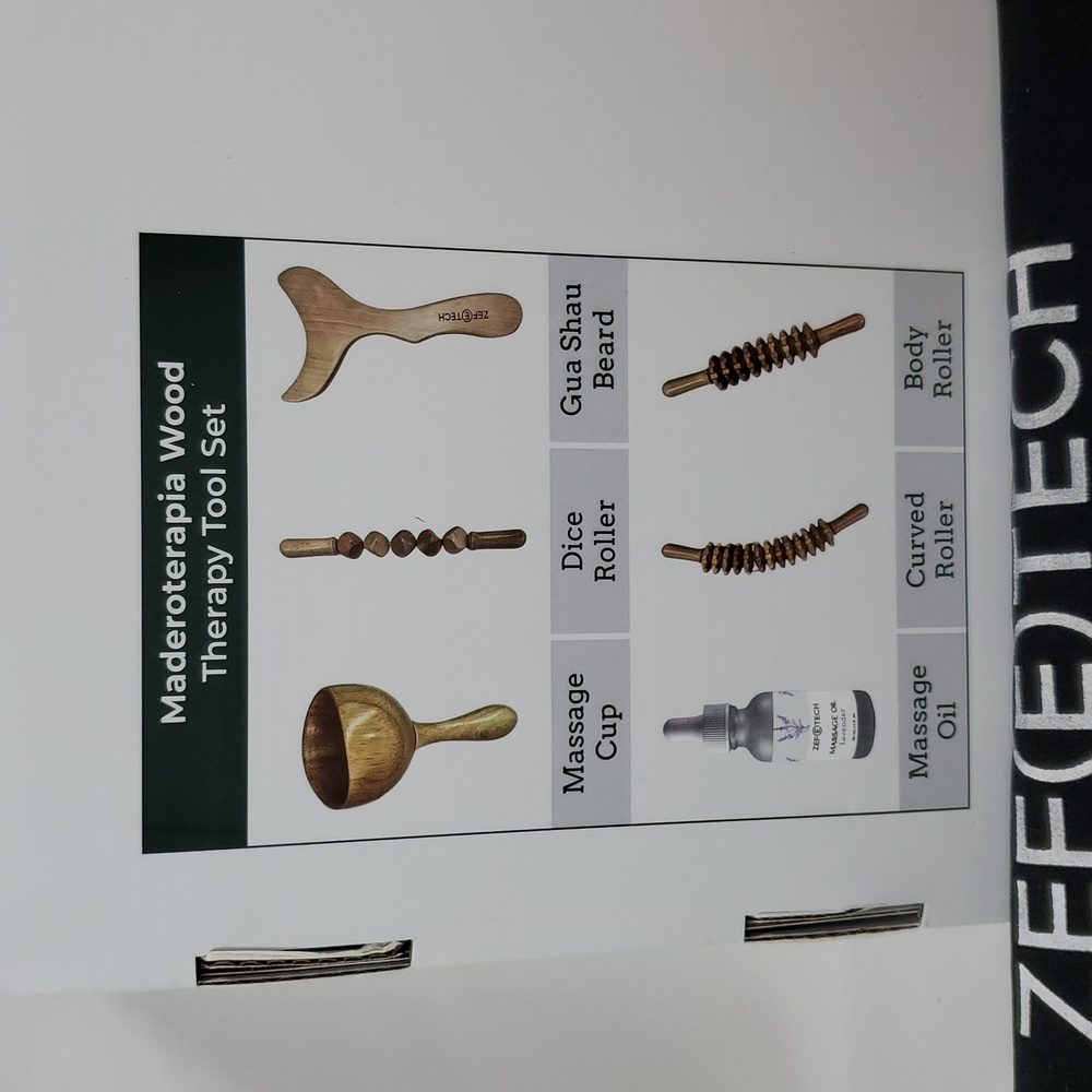ZEFTECH 6-In-1 Wood Therapy Massage Tool Set W/ Massage Oil - Picture 9 of 11
